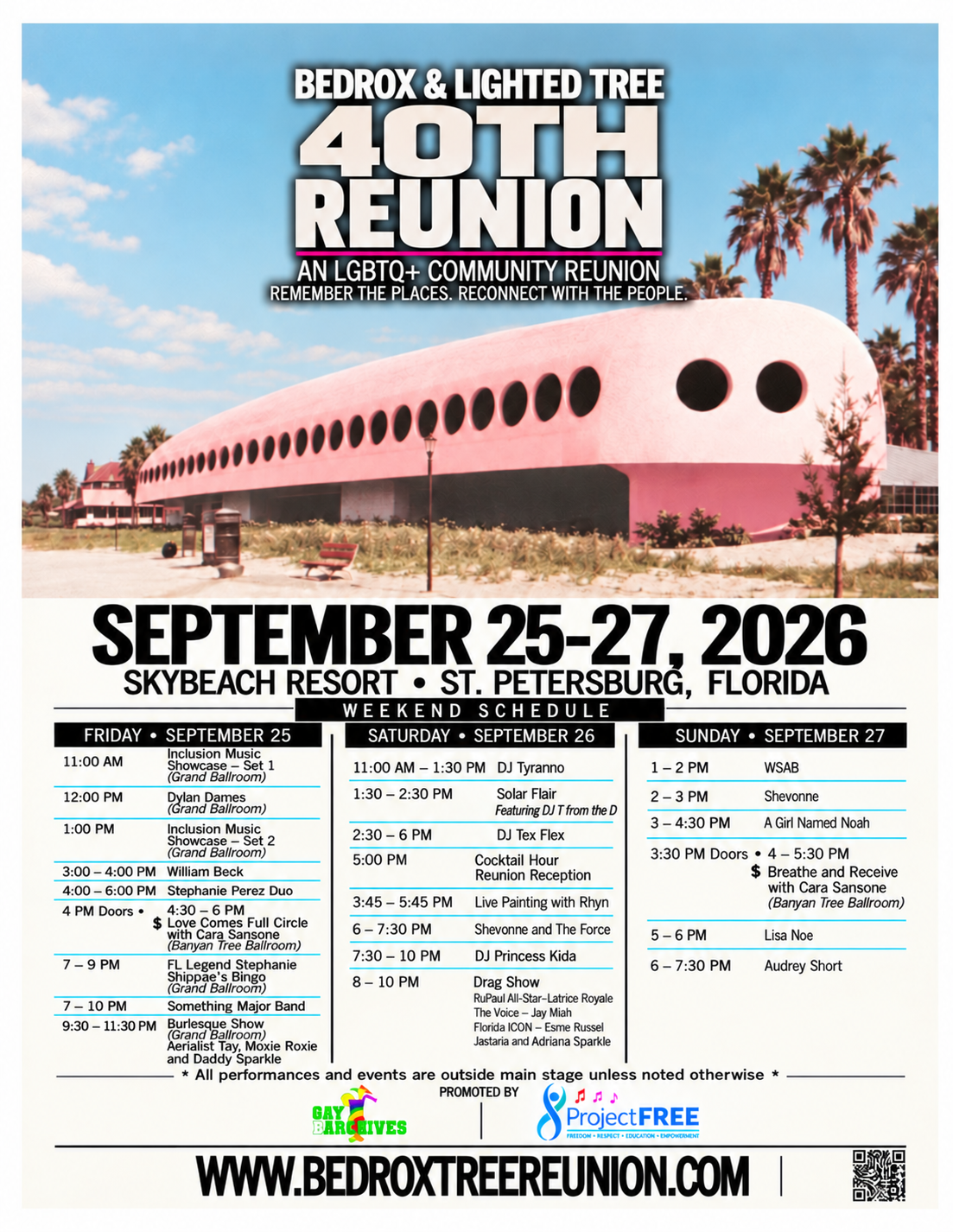 Bedrox and Lighted Tree reunion weekend schedule